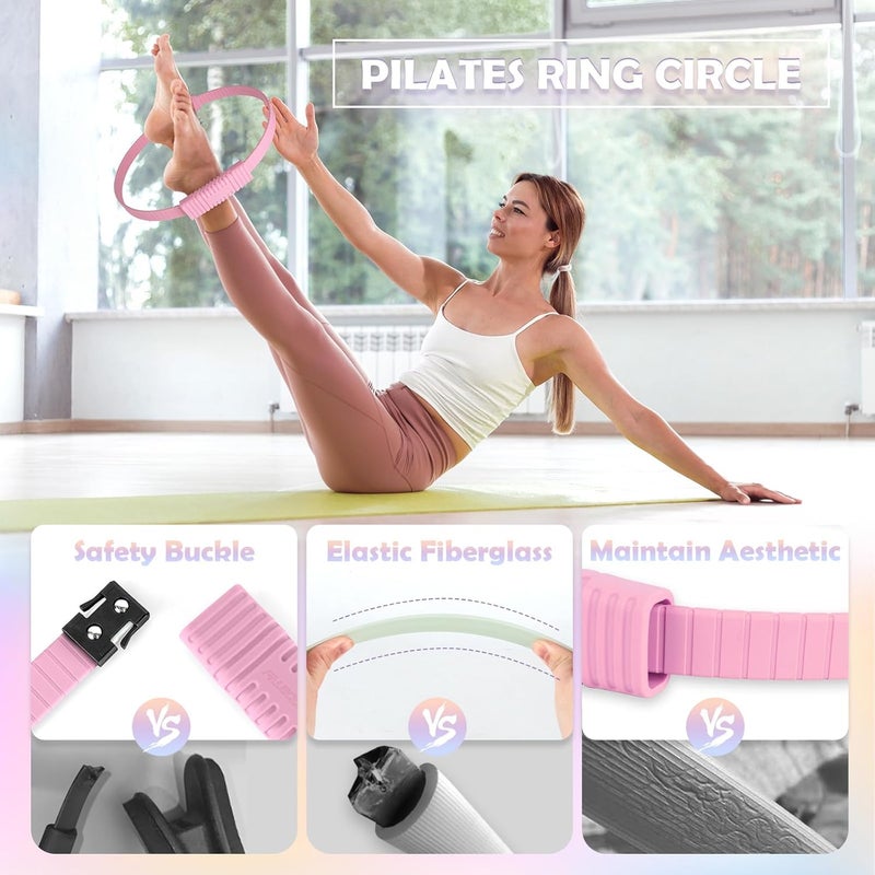 Paleclouds Pilates Essentials Kit for Women, 13.5" Pilates Ring and Ball Set with Resistance Bands for Home Workouts, Portable Pilates Kit with Bag & Training Poster for Full Body Exercise - Image 2